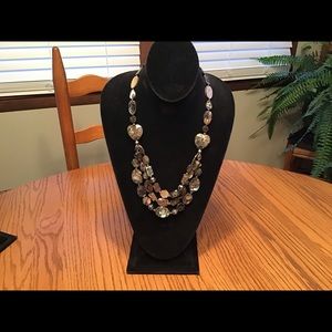 Very Showy Genuine Abalone 3 Strand Statement Necklace 18 inch with 3 inch ext